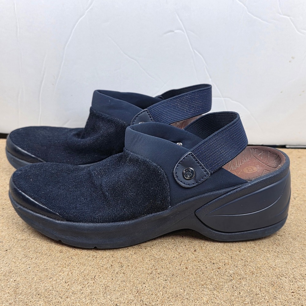 Bzees Navy Blue Slip On Clogs Women Size 7‎ Fabric Upper Slingback Comfort Shoes